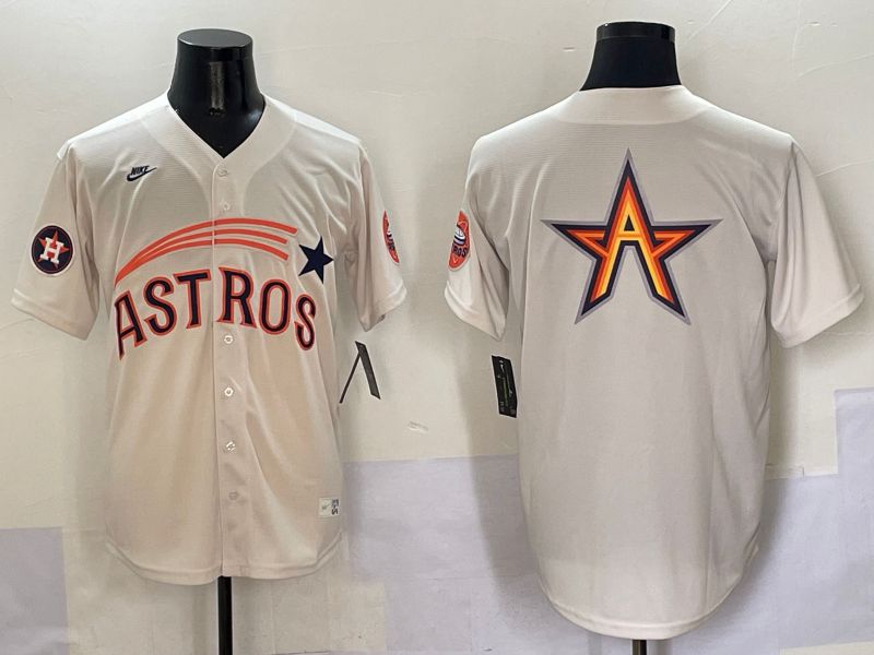 Men Houston Astros Blank Cream Five generations Joint Name 2025 Nike MLB Jersey style 8